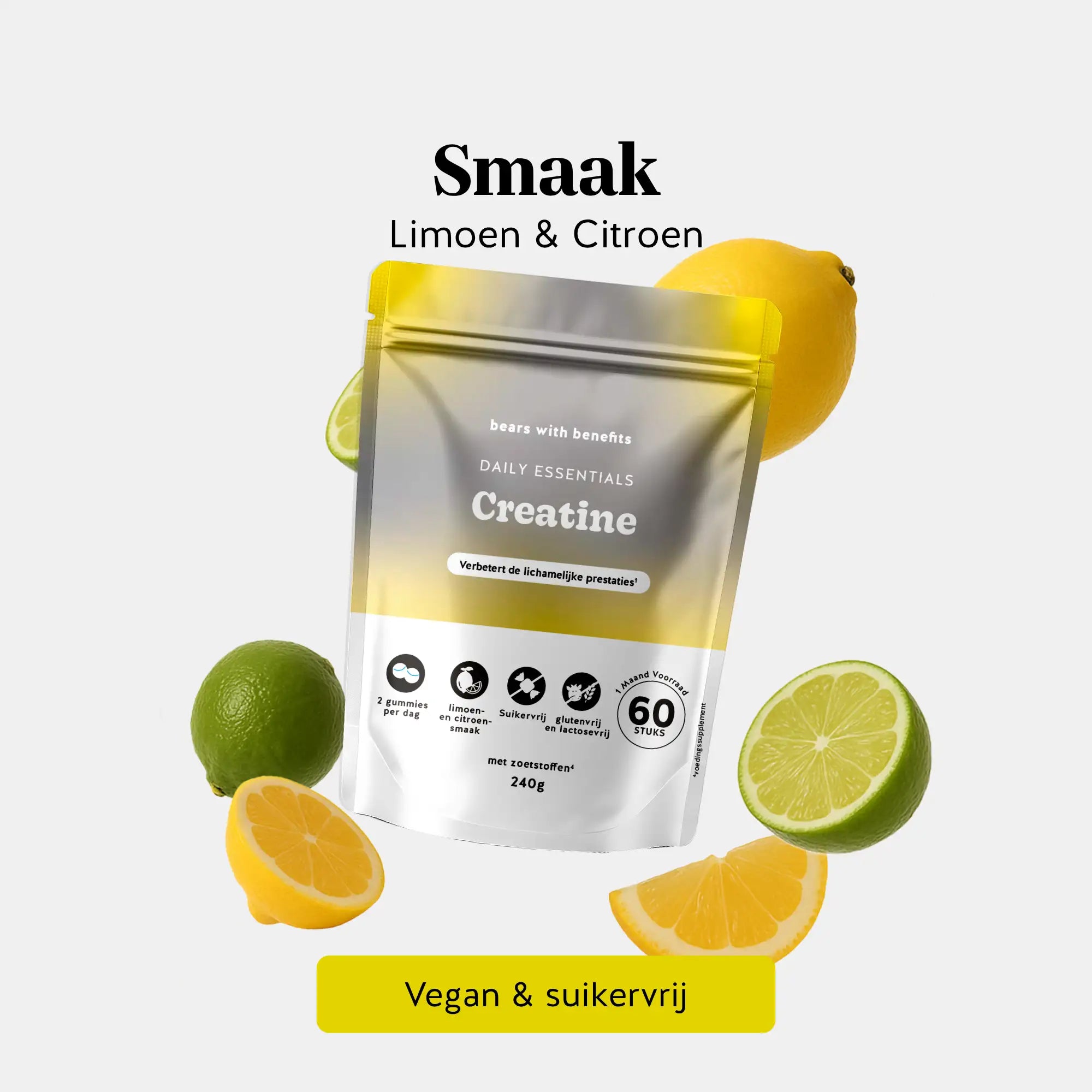 Creatine gummies met limoen- en citroensmaak – vegan en suikervrij l Bears with Benefits