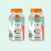 Bears with Benefits All-in-One Kids Vitamin – Suikervrije vegan multivitamine gummies voor kinderen, met vitamine D, vitamine C, vitamine E, vitamine B6, vitamine B12, biotine, zink en jodium, 2-pack van elk 90 stuks, totaal 180 gummies, 6 maanden voorraad, suikervrij, vegan