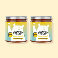 Bears with Benefits Rest & Digest Gut Flow Vitamin – duo met 2 potten gummies met biotic complex, Bacillus coagulans, inuline en bromelaïne, 90 stuks per pot, 180 stuks totaal, zonder toegevoegde suiker