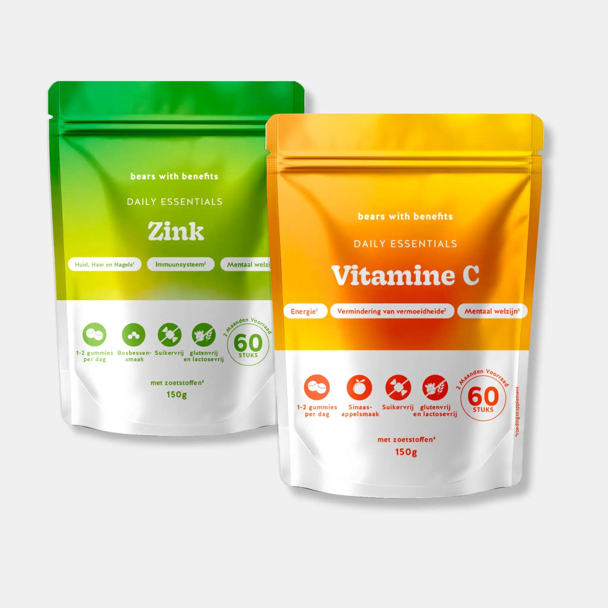 Zink en Vitamine C gummies – immuunsysteem, energie en mentale veerkracht l Bears with Benefits
