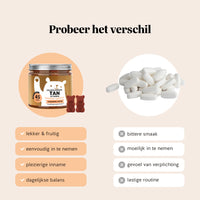 Bears with Benefits Golden Goddess Tan Vitamin – suikervrije vegan tanning gummies voor een zongebruinde huid en dagelijkse beauty routine, vitamine C 20 mg, vitamine E 3,6 mg, vitamine D 5 µg, koper 0,15 mg, bètacaroteen 1 mg, luteïne 1 mg, astaxanthine 1 mg en peen extract 20 mg, 45 stuks, lekker en fruitig, eenvoudig in te nemen, plezierige inname en dagelijkse balans