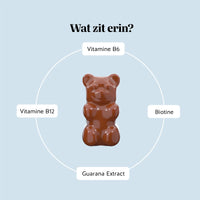 Bears with Benefits Wake-Up Call Energy* Vitamin – suikervrije vegan energie gummies met guarana en vitamine B-complex voor dagelijkse energie, guarana extract 30 mg, cafeïne 3 mg, vitamine B6 2,8 mg, vitamine B12 2,5 µg en biotine 50 µg, 45 stuks, bevat vitamine B6, vitamine B12, biotine en guarana extract