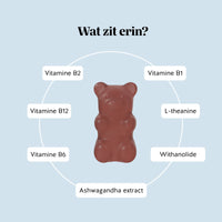 Bears with Benefits Keepin' It Calm Vitamin – ashwagandha gummies voor ontspanning en dagelijkse balans, met ashwagandha-extract 85 mg, L-theanine 10 mg en B-complex per gummy, 45 stuks, suikervrij en vegan.