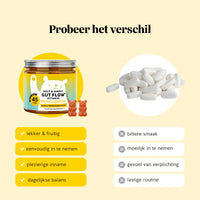 Bears with Benefits Rest & Digest Gut Flow Vitamin – gummies met biotic complex versus tabletten, 45 stuks, lekker en fruitig, eenvoudig in te nemen, plezierige inname en dagelijkse balans