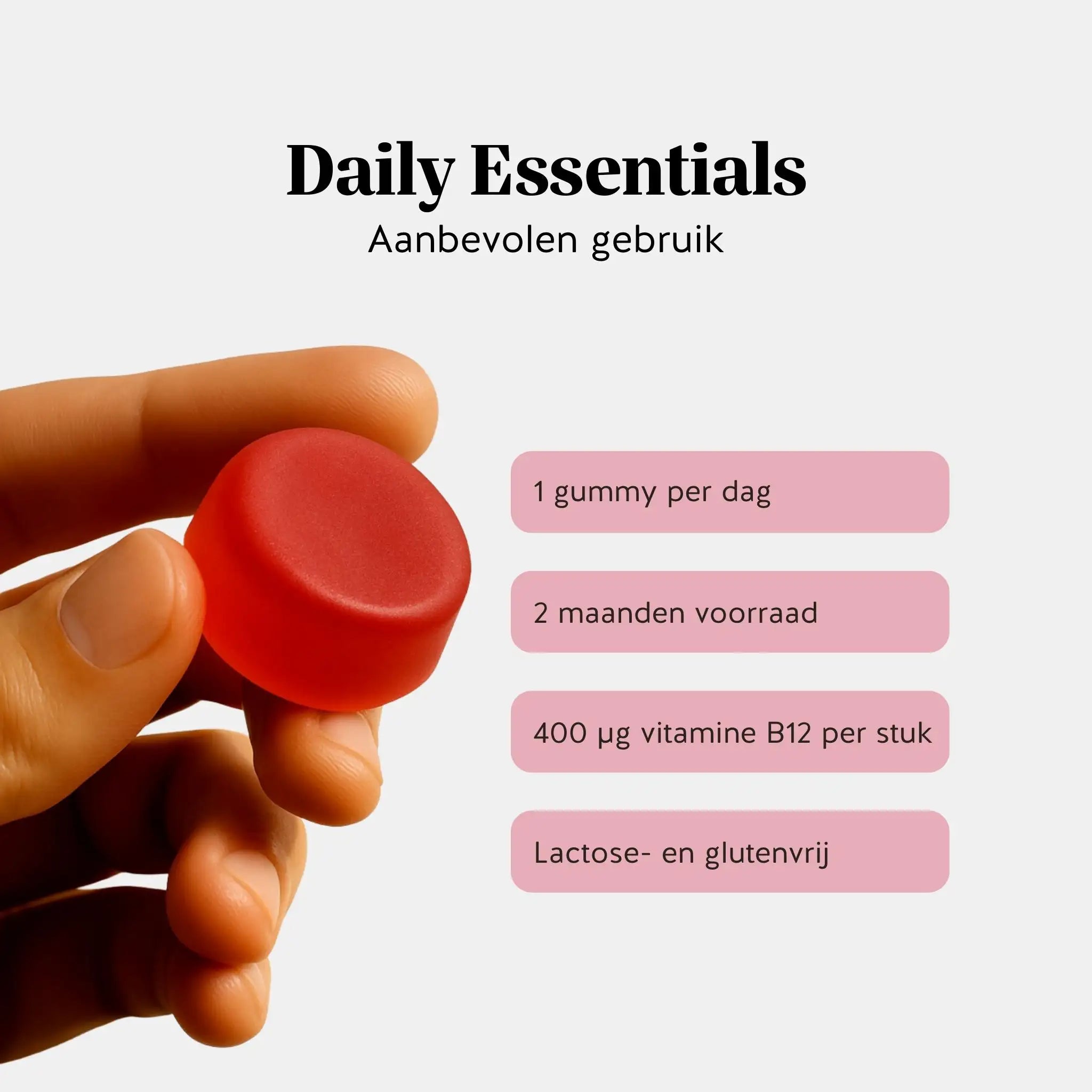 Aanbevolen gebruik vitamine B12 gummies – 1 gummy per dag, 400 µg vitamine B12 l Bears with Benefits