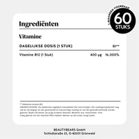 Ingrediënten en voedingswaarden vitamine B12 gummies – 400 µg per gummy l Bears with Benefits