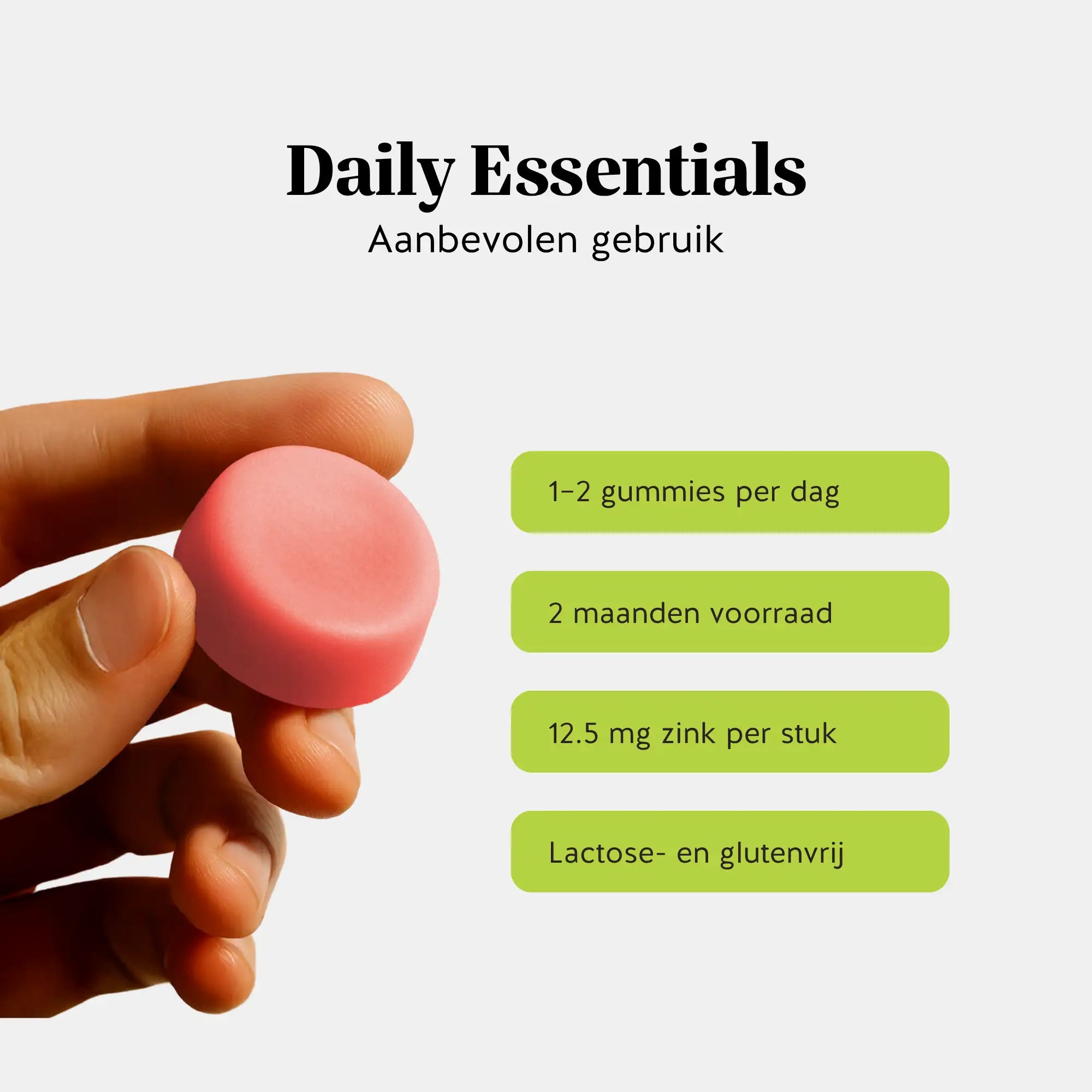 Zink dosering - aanbevolen gebruik: 1 tot 2 gummies per dag, 12,5 mg zink per gummy, 2 maanden voorraad - vegan voedingssupplement l Bears with Benefits
