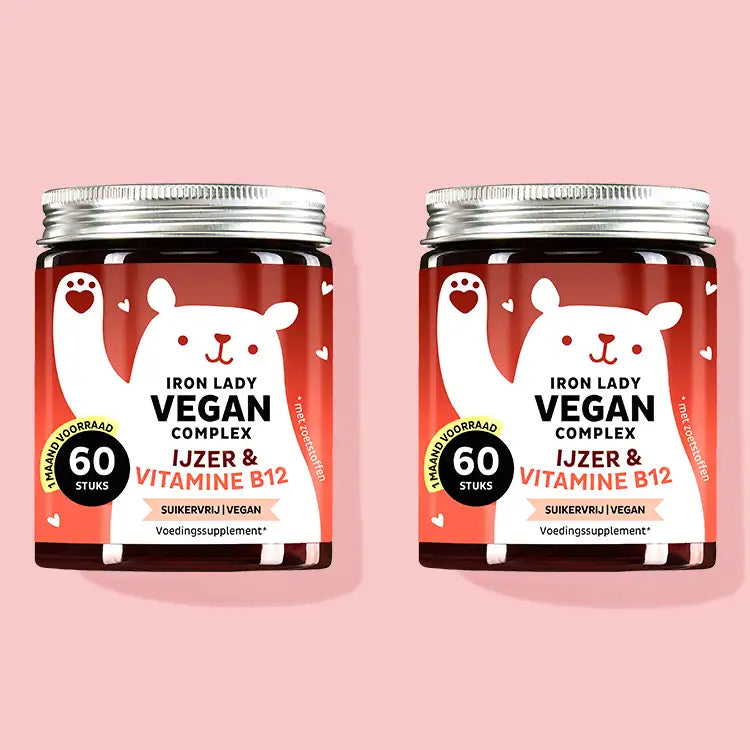 The Iron Lady Vegan Complex Vitaminen met IJzer van Bears with Benefits in een kuur van 2 maanden.