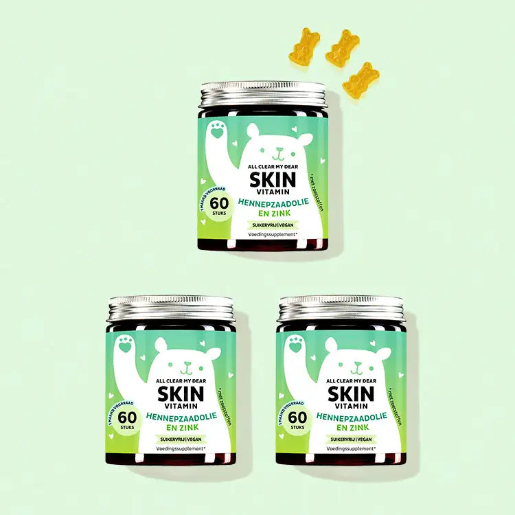 3 Maanden Kuur van All Clear my Dear Skin Bears met Hennepzaadolie en Zink door Bears with Benefits.