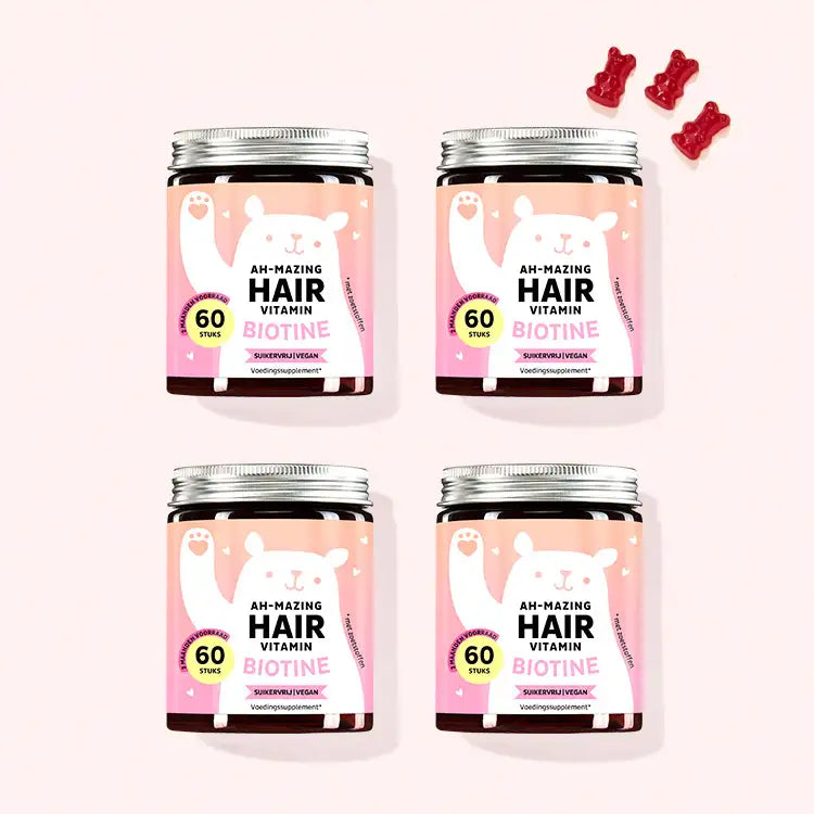 Bespaar 20% op onze 4-pack van Biotin Bears Ah-Mazing Hair